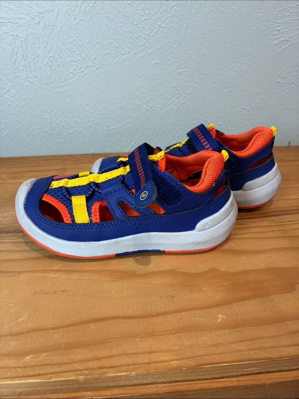 Kids Stride Rite Blue and Yellow Closed-Toe Sandal Sneakers - Picture 3 of 6